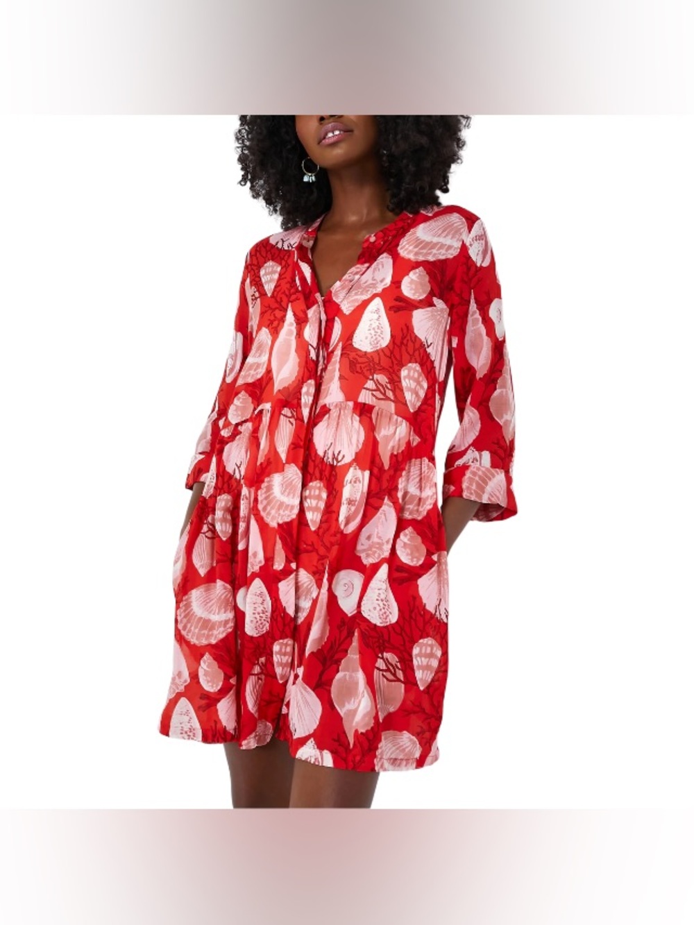 Tuckernuck red seashell print cover up dress size small